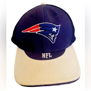 VTG NFL New England Patriots Mesh Back Adjustable Baseball Cap Blue White OS